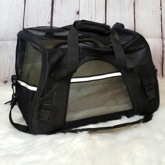 Soft Kennel Crate Small Pet Travel Bag Black Mesh Washable Removable Pad Airline - Picture 1 of 12